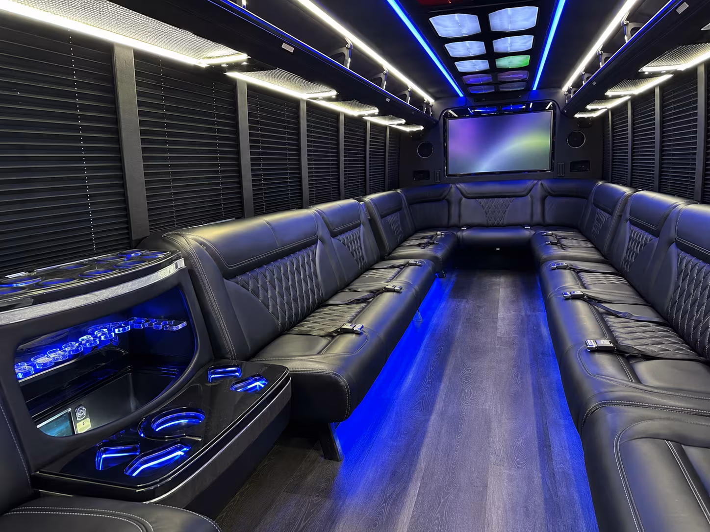 portland 20 passenger party bus inside