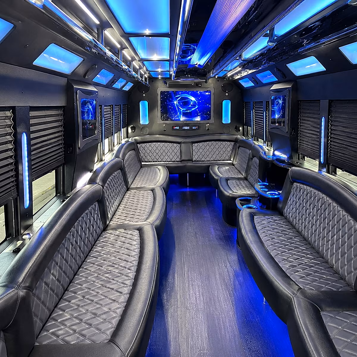 portland 50 passenger party bus interior